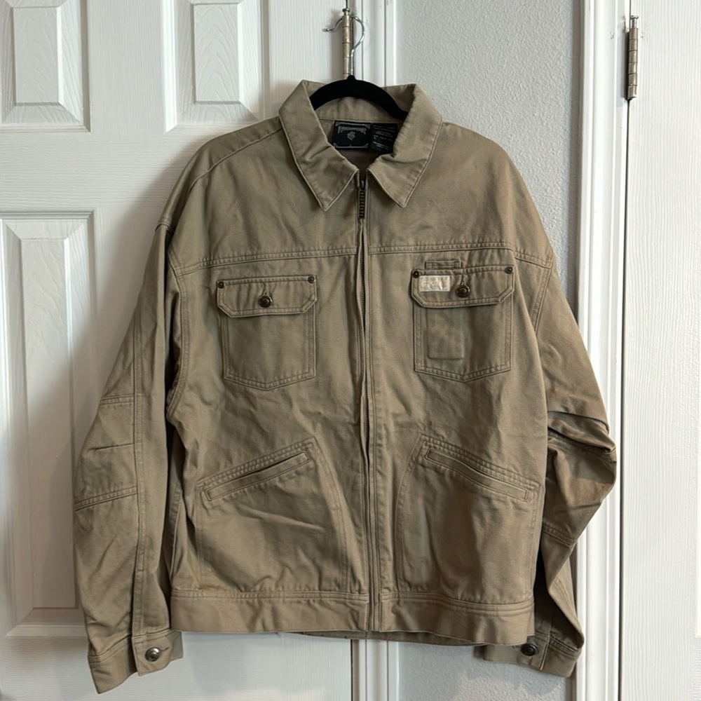 Vintage Rocawear Men’s Brown Denim Bomber Jacket 100% cotton Large